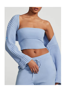 Ribbed Knit Shrug | Sky Blue