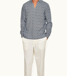 Ridley Roseate Print Relaxed Fit Overhead Shirt | Azul Blue