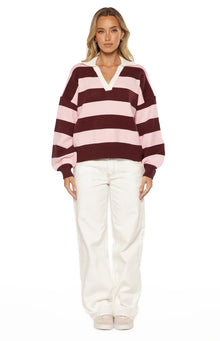 Rina Stripe Polo | Pink