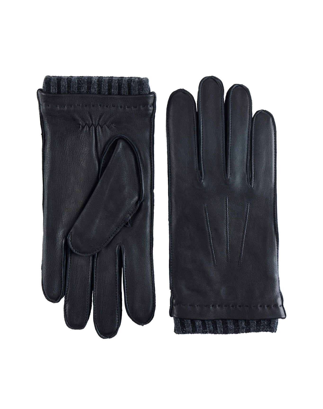 Robert Barakett | Men | Leather Glove W/ Plaited Rib Cuff | Black