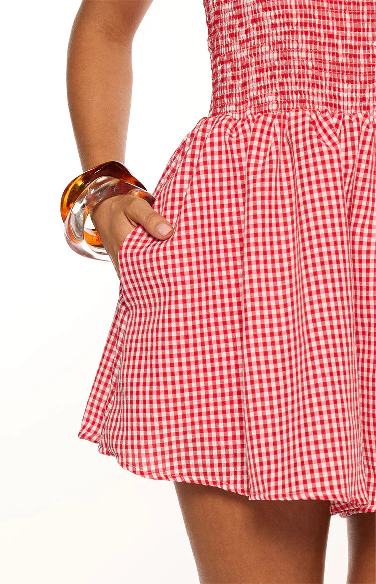 Robin Halter Playsuit | Red Gingham