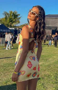 Romeo Print Mini Dress | Yellow
