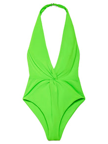 Women | Mara Hoffman | Solid Gabriela Halter Swimsuit | Intensity Green
