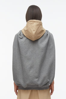 NY Lover Reversible Sleeveless Hoodie | Medium Heather Grey/Khaki
