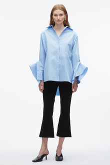 Oversize Shirt with Cascade Cuff | Oxford Blue