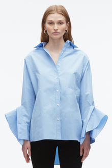 Oversize Shirt with Cascade Cuff | Oxford Blue