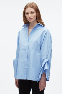 Oversize Shirt with Cascade Cuff | Oxford Blue