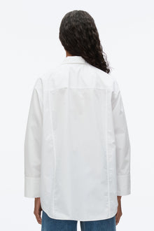Oversize Shirt with Cascade Cuff | White