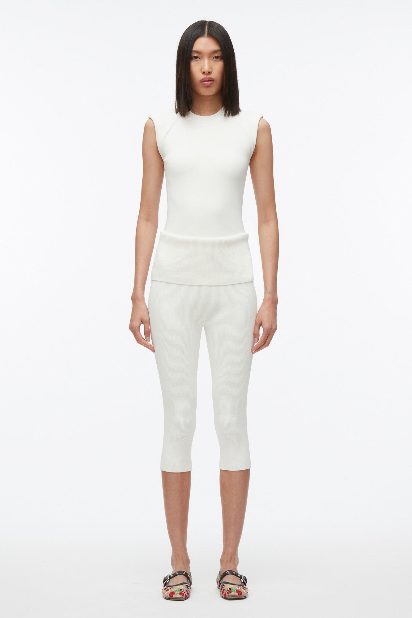 Compact Rib Capris | Ivory