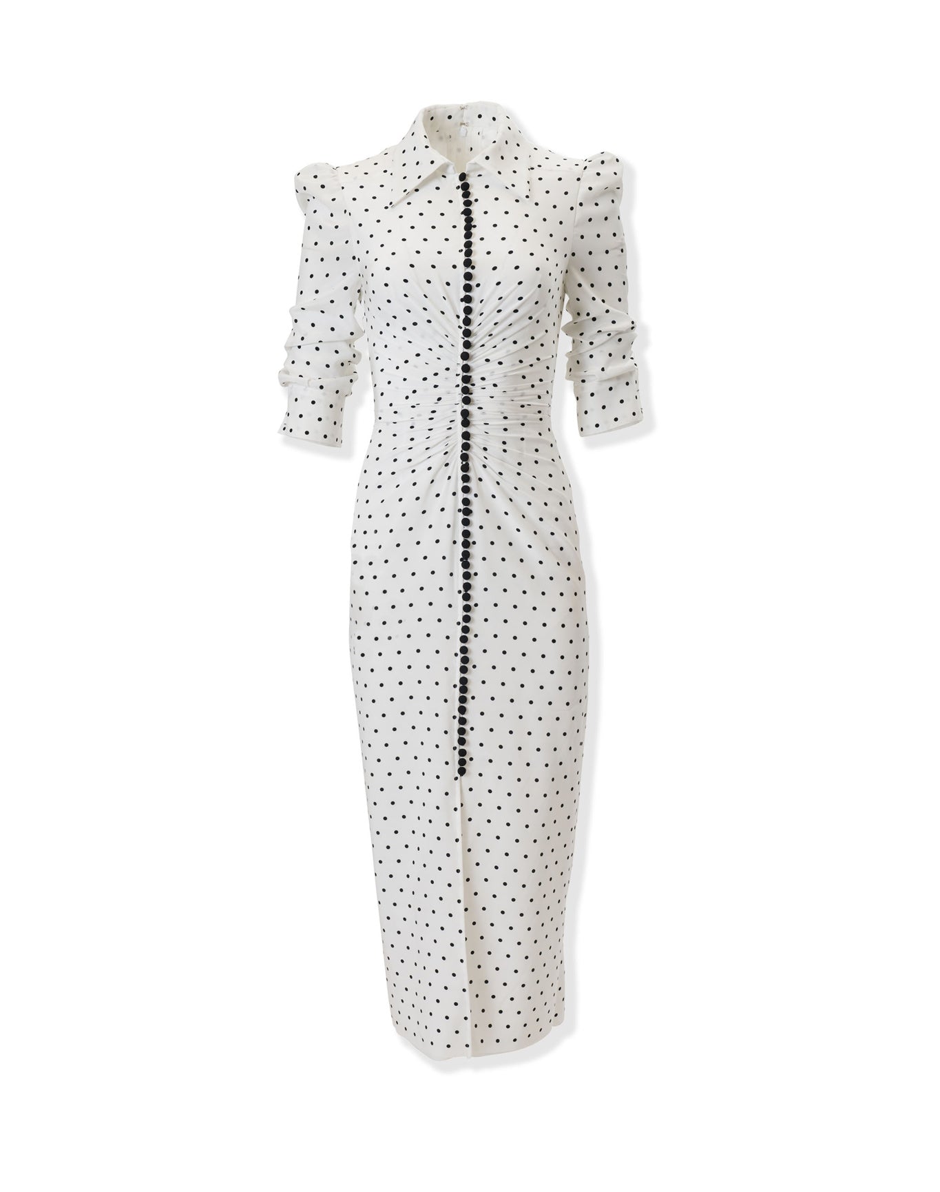 3/4 Sleeve Button Front Shirt Dress | Ivory Multi