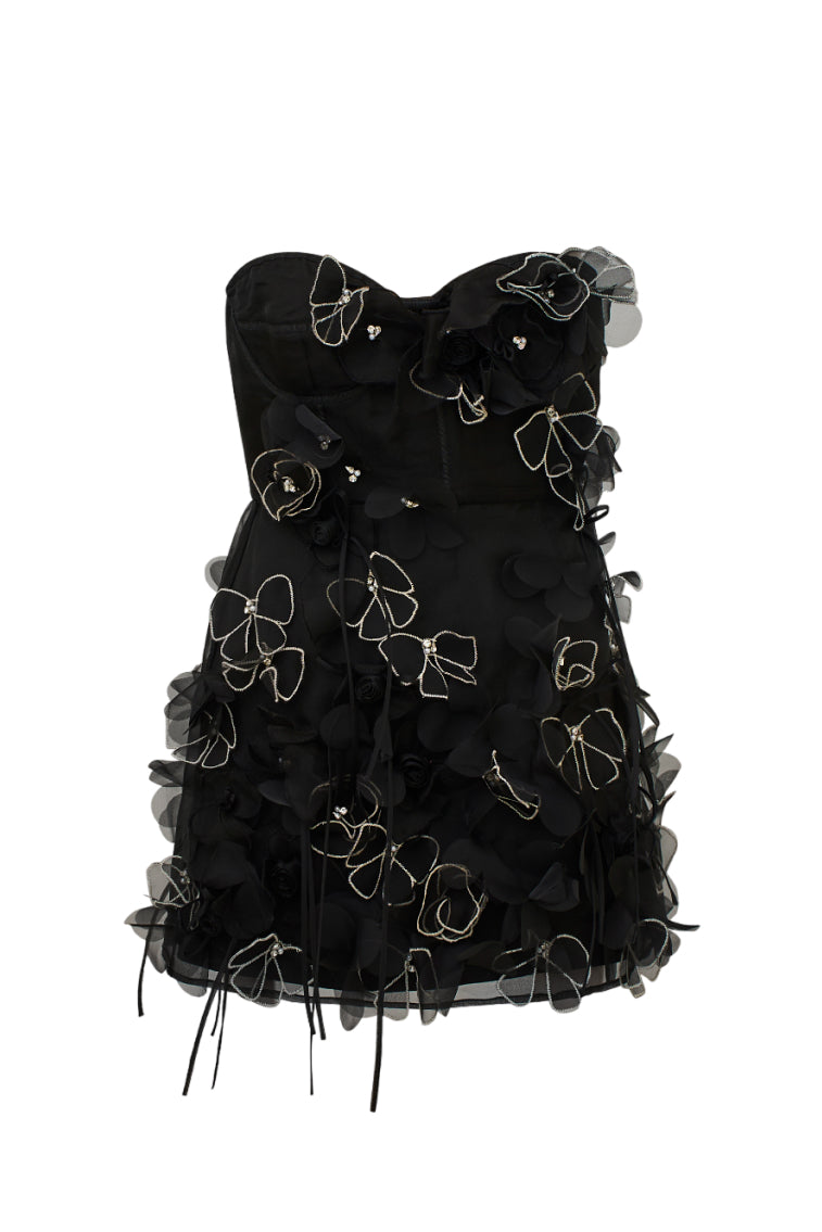 Sabila Organza Mini Dress | Black