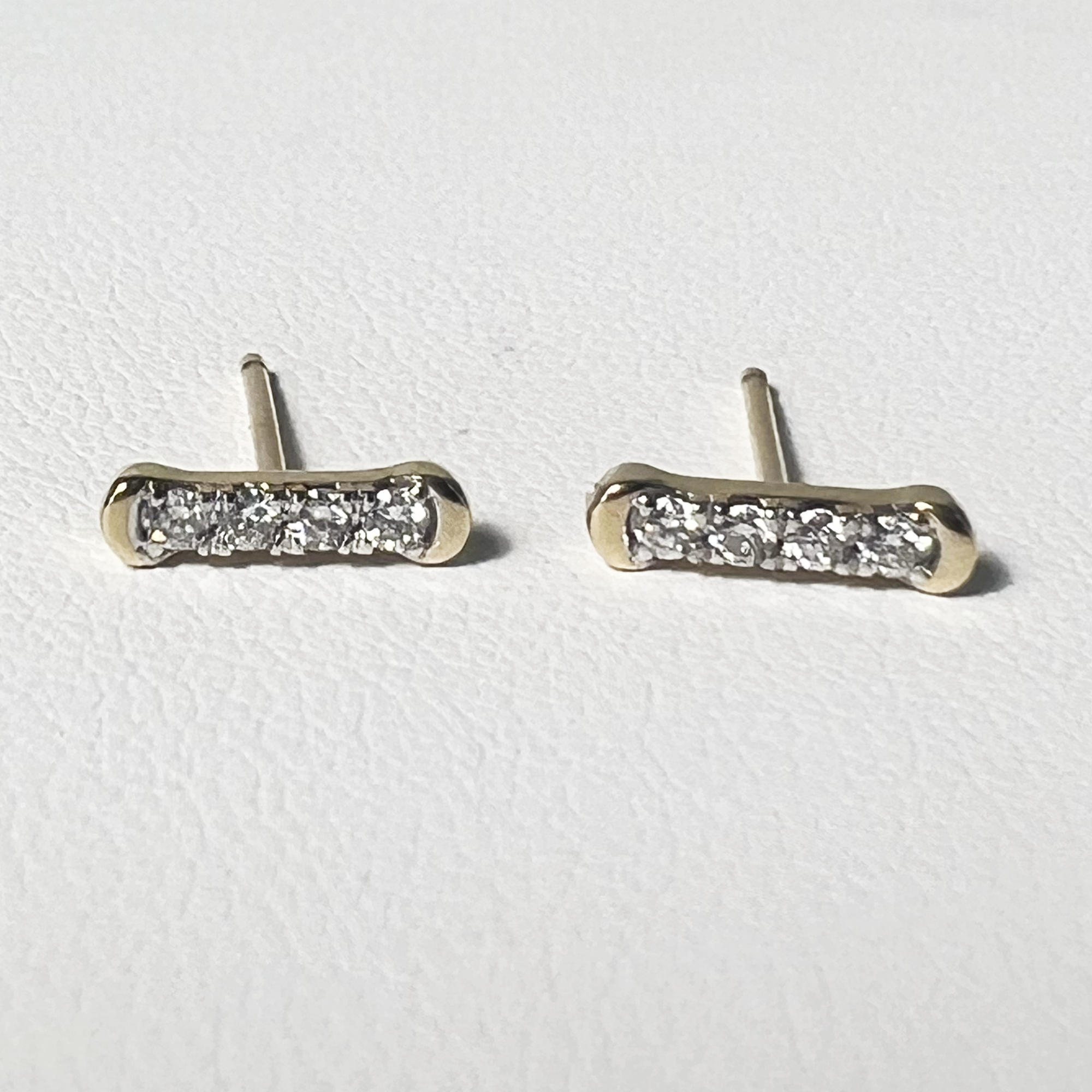 Diamond Top Stitch Earrings | 14K Yellow Gold | 0.12 CTW (Approx) White Diamond