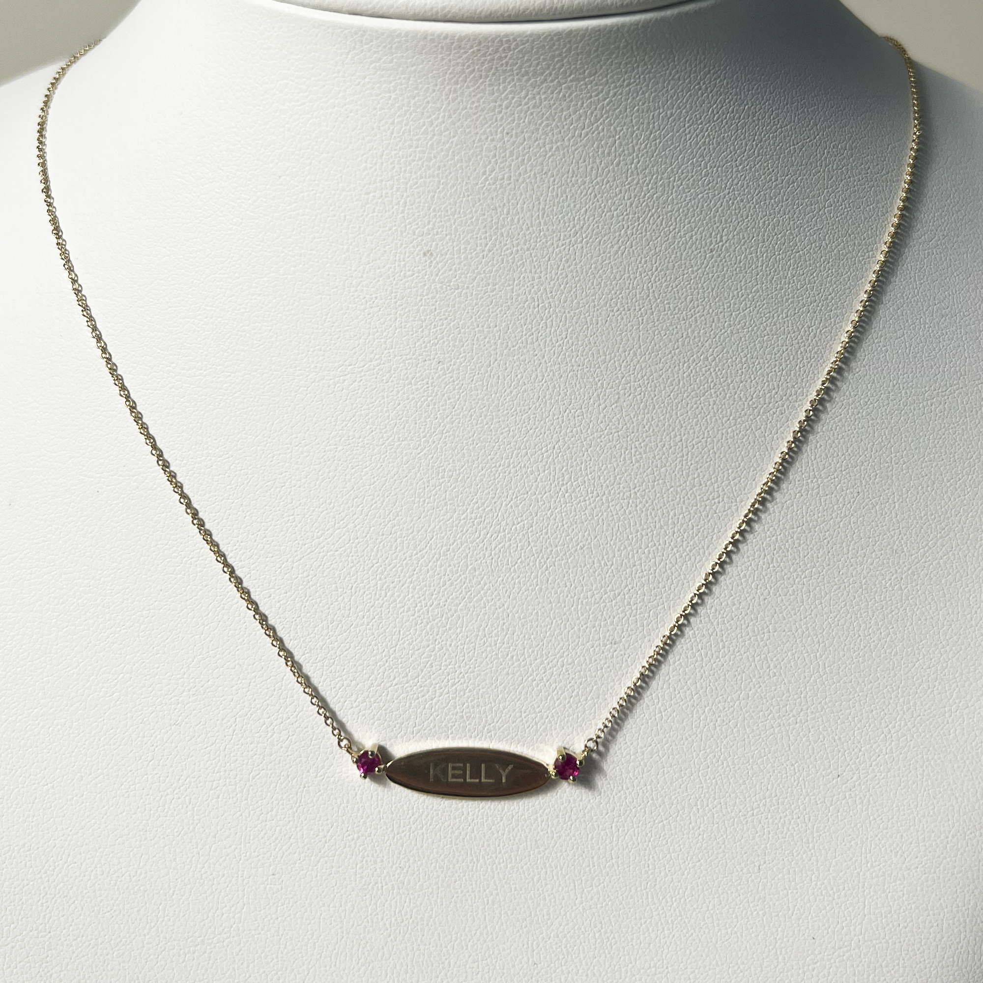 Birthstone I.D. Necklace | 10K Yellow Gold | Red Ruby