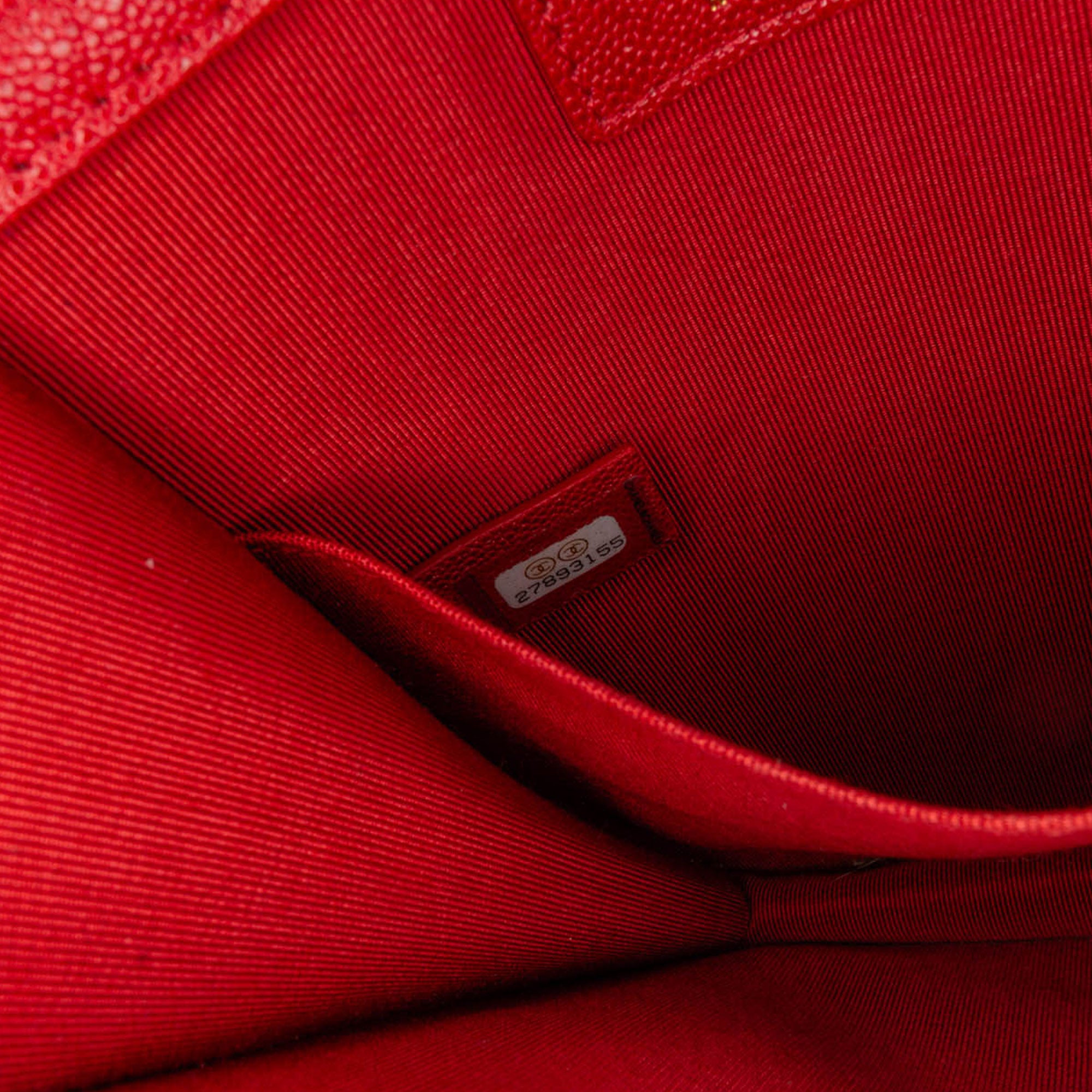 Chanel | Pre-Owned Quilted Caviar North South Boy Flap | Red