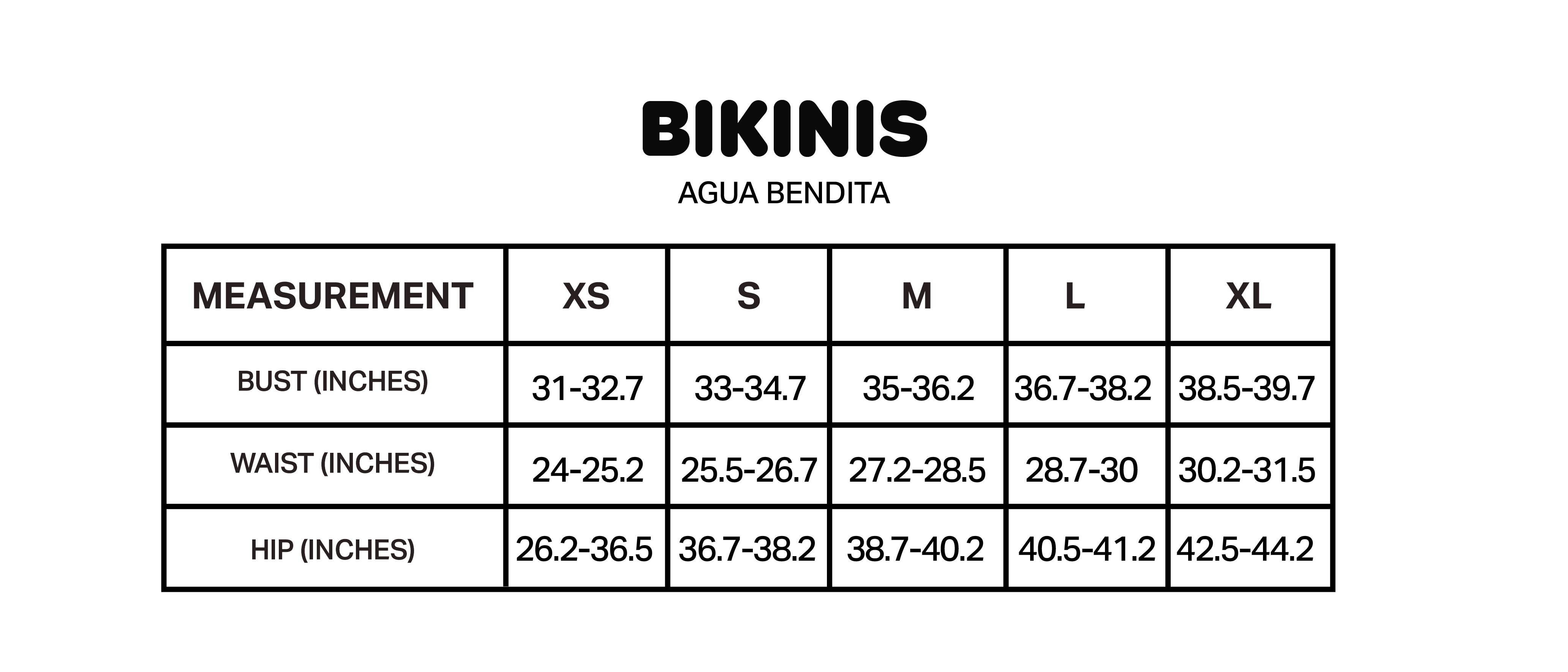 Product size guide