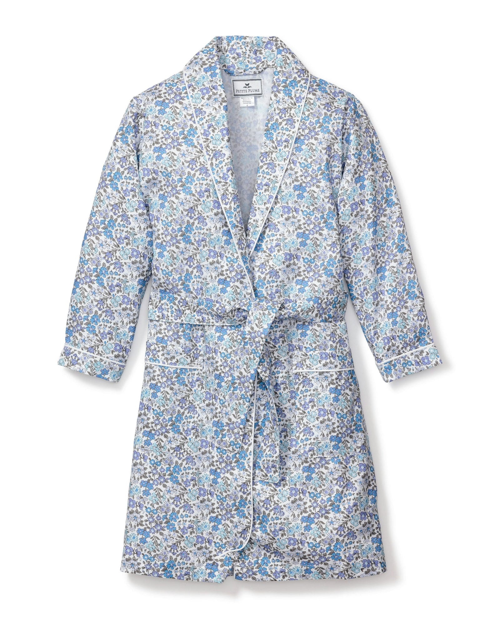 Kid's Twill Robe in Gardens of Giverny in Fleur D'Azur#Color_Fleur D'Azur