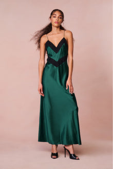 Serita Lace-Trimmed Maxi Dress | Emerald Green