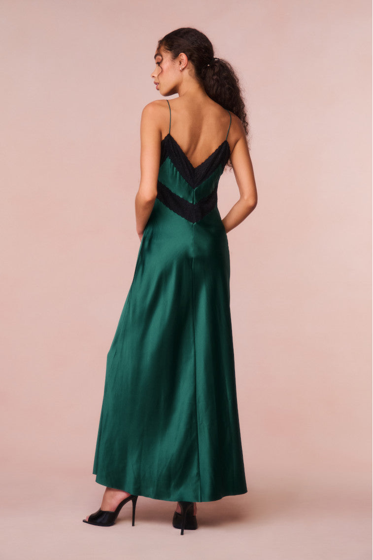 Serita Lace-Trimmed Maxi Dress | Emerald Green