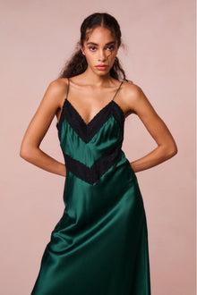 Serita Lace-Trimmed Maxi Dress | Emerald Green
