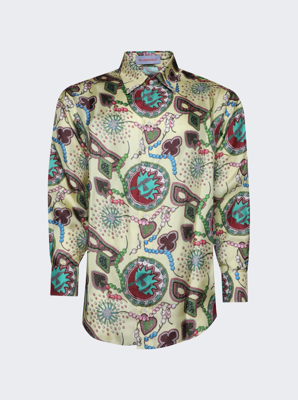 Men | BLUEMARBLE | Printed Silk Twill Shirt | Yellow Multicolor