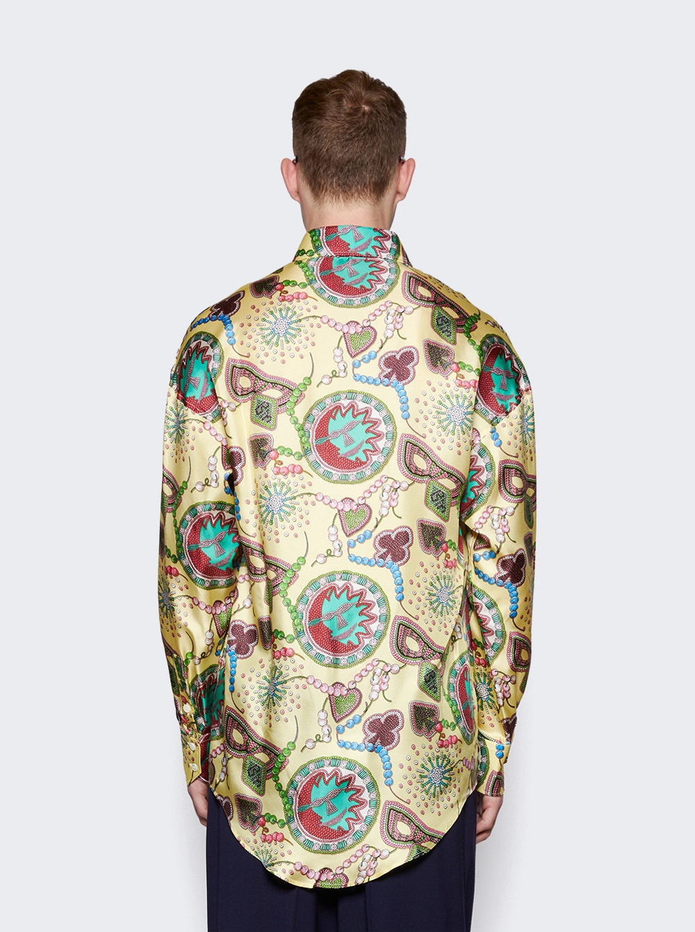 Men | BLUEMARBLE | Printed Silk Twill Shirt | Yellow Multicolor