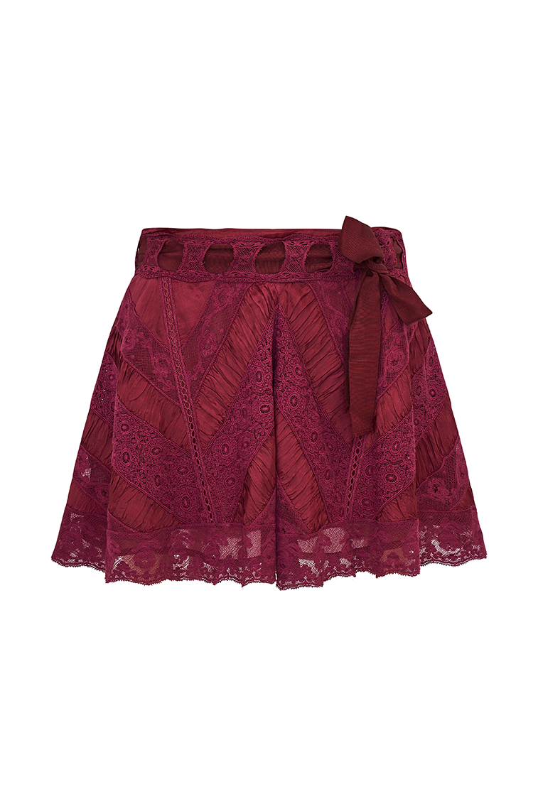Shayda Lace Mini Skirt | Oxblood