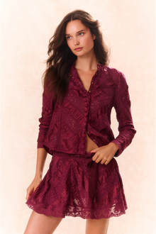 Shayda Lace Mini Skirt | Oxblood