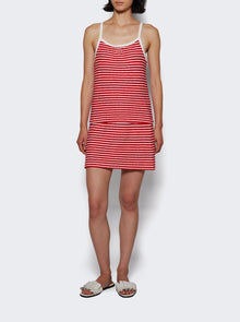Women | Sporty & Rich | Serif Logo Striped Terry Aline Skirt Fire Stripes | Red