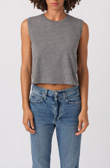 AMO Denim Sleeveless Babe Tee in Heather Grey 