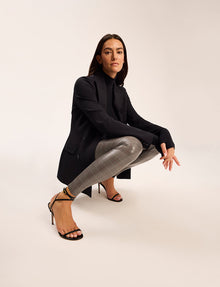 Faux Leather Print Legging::Glen Plaid::Hover