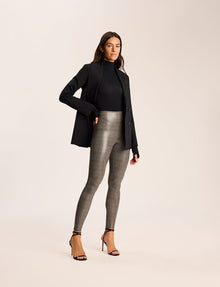 Faux Leather Print Legging::Glen Plaid::