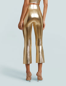 Faux Leather Crop Flare::Goldleaf::Back