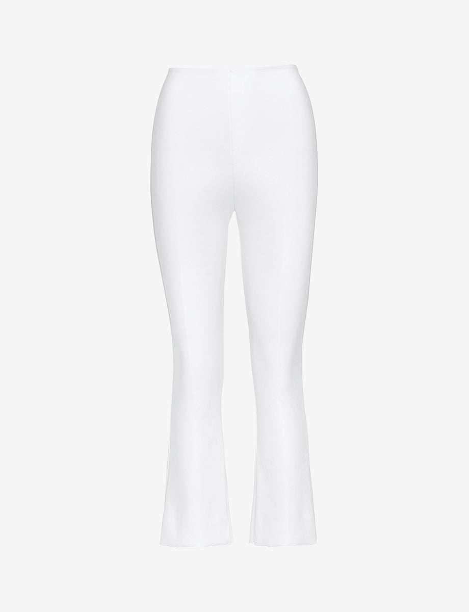 Faux Leather Crop Flare::White::Main
