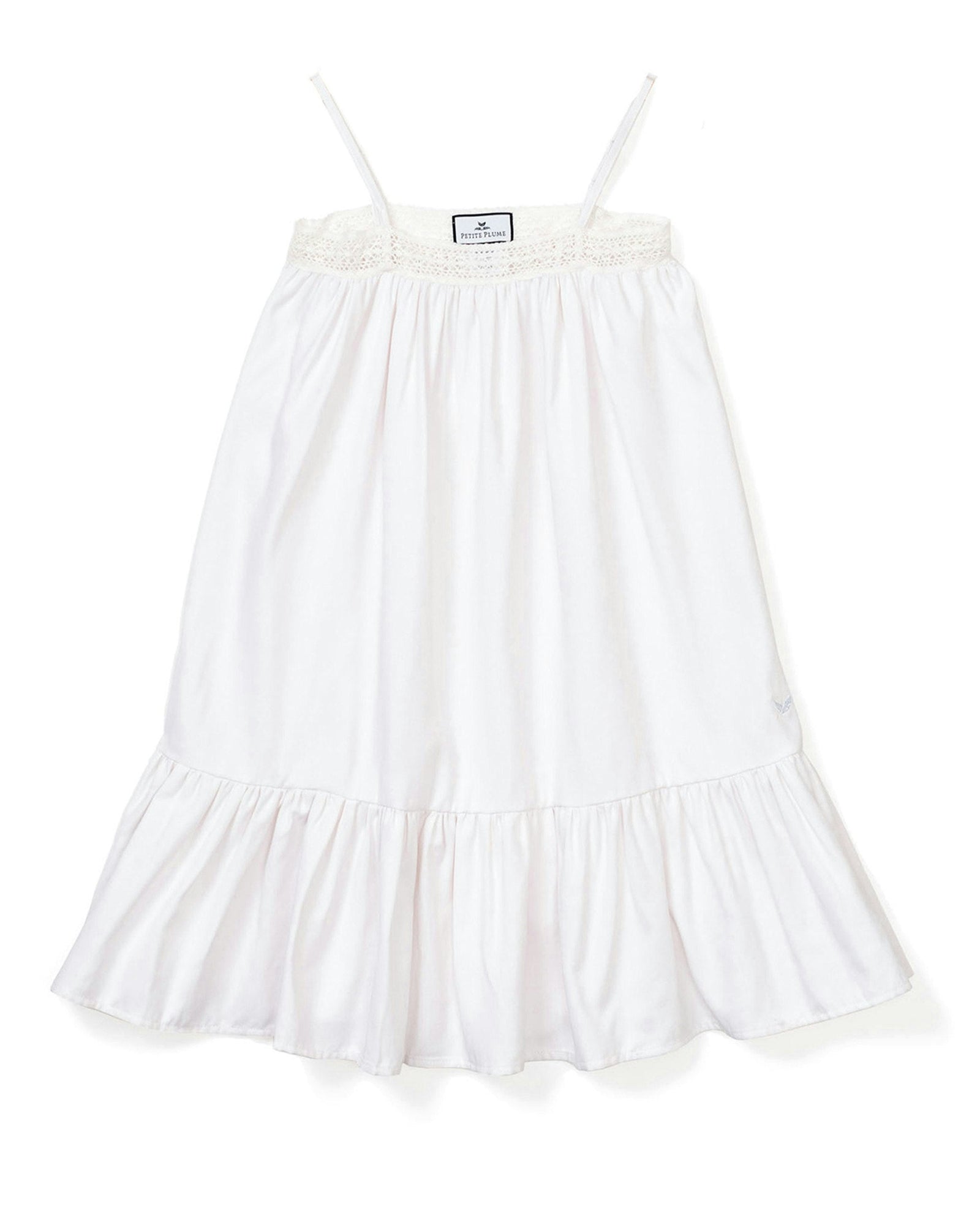 Girl's Twill Lily Nightgown in Fleurs de Rose in White#Color_White