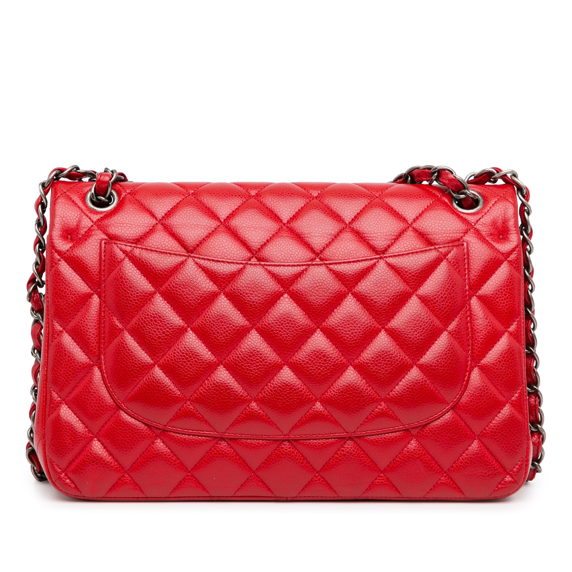 Chanel | Pre-Owned Jumbo Classic Caviar Double Flap - II | Red/Dark Red