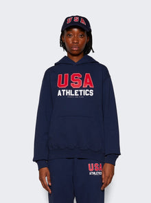 Women | Sporty & Rich | Usa Athletics Hoodie Navy And Red | Blue