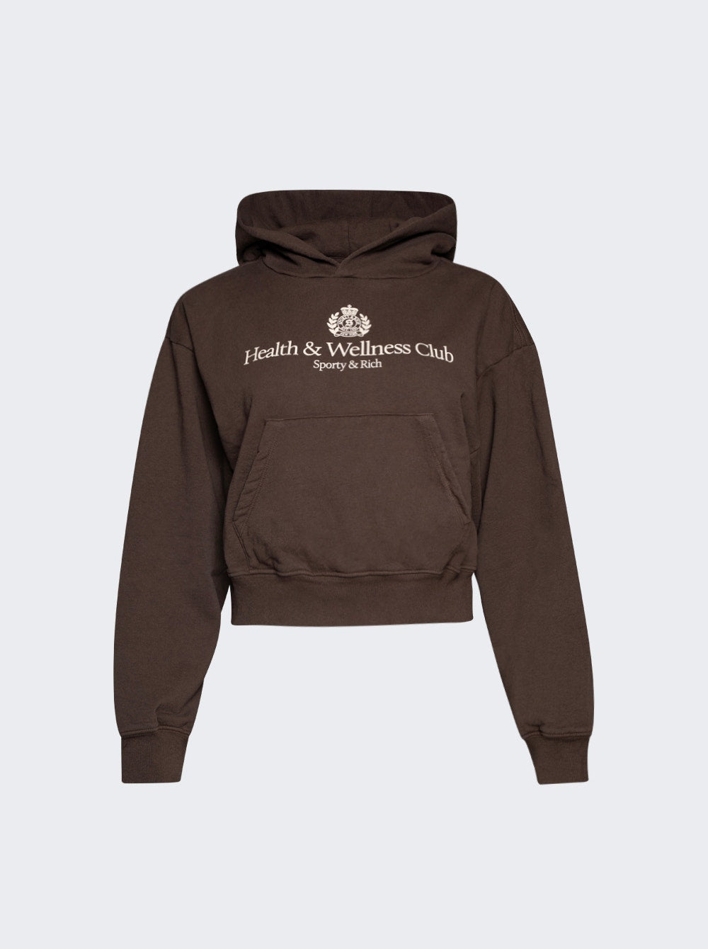 Women | Sporty & Rich | H&w Crest Cropped Hoodie Chocolate And Cream | Brown