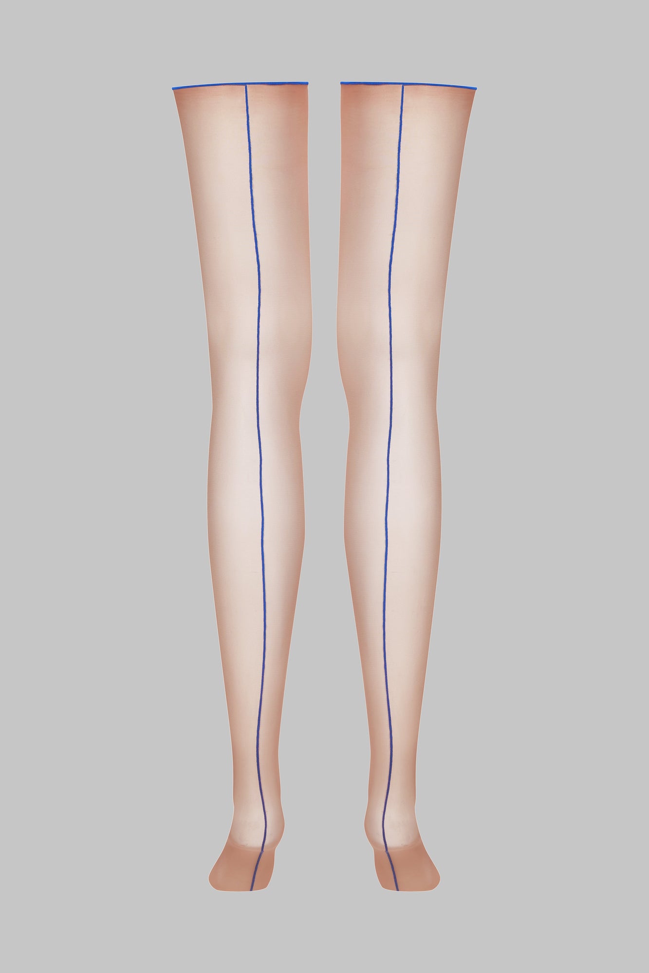 Cut And Curled Back Seamed Stockings - 20D | Blue