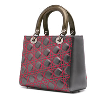 Dior | Pre-Owned Anselm Reyle Medium Metallic Lambskin Cannage Lady - I | Gray/Dark Gray