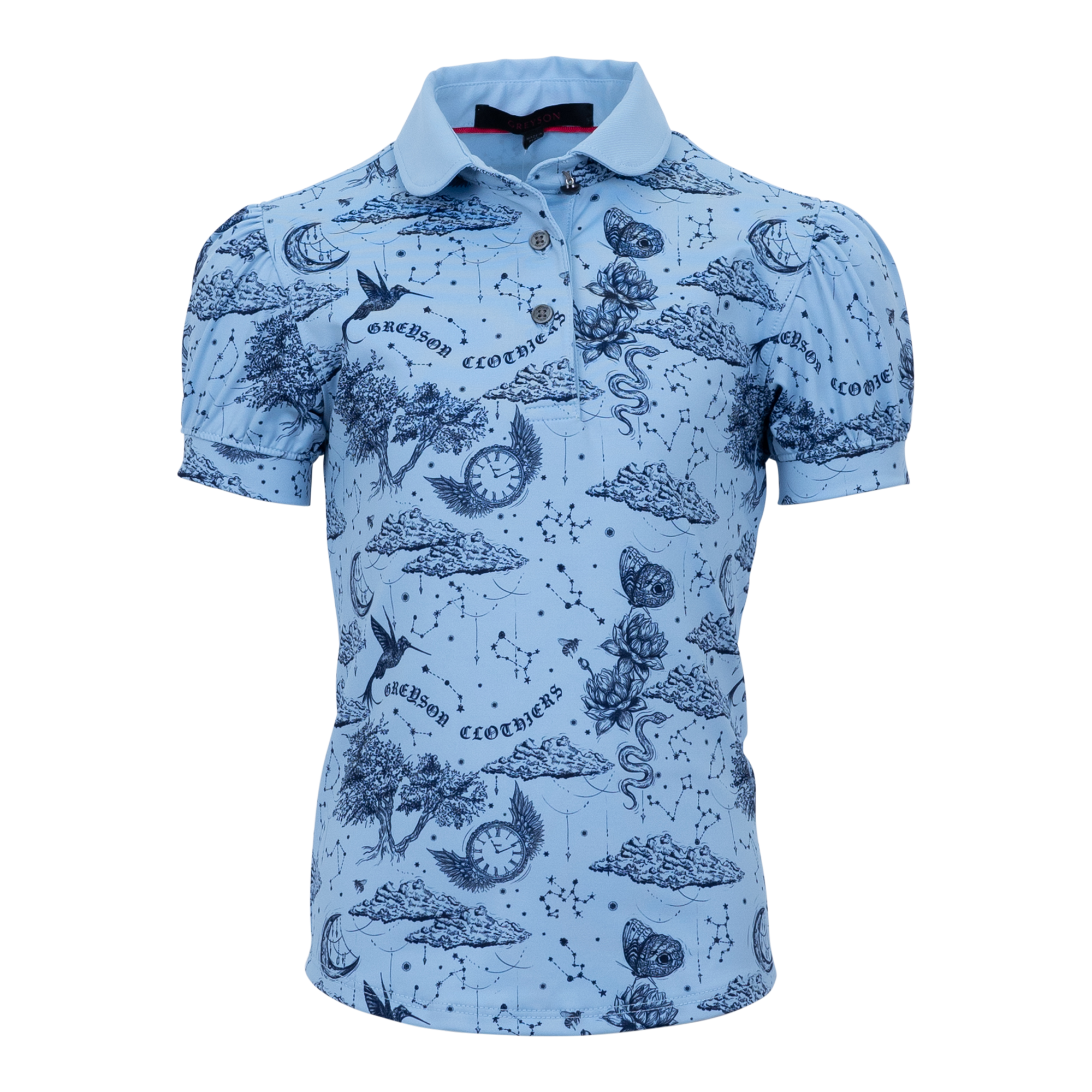 Girl | Moon Diamond Scarlett Puff Sleeve Polo | Wolf Blue