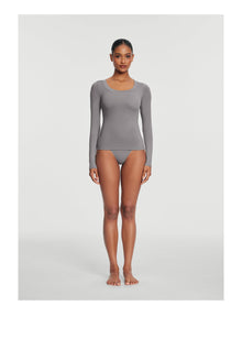 Scoop Neck Long Sleeve Top | Cool Gray