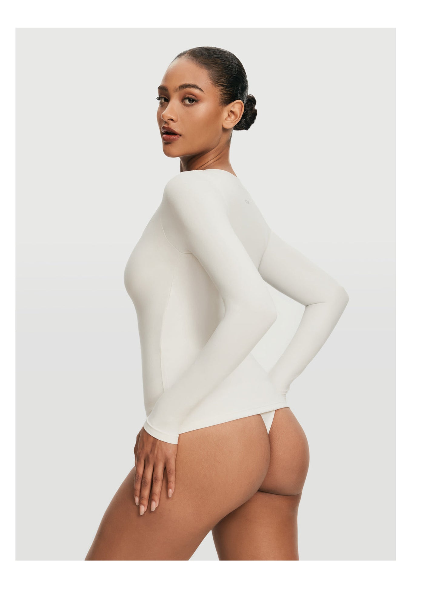 Scoop Neck Long Sleeve Top | White