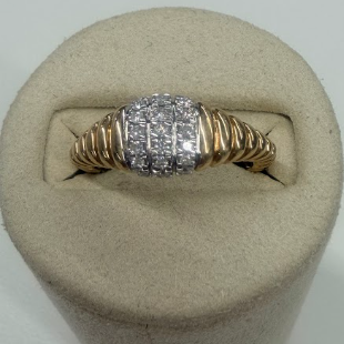 Three Row Pave Pinky Ring | 10K Yellow Gold | 0.12 CTW (Approx) White Diamond