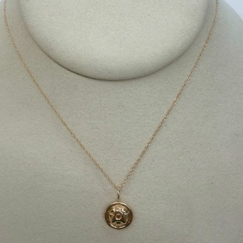 Quilted Initial Necklace | 10K Yellow Gold