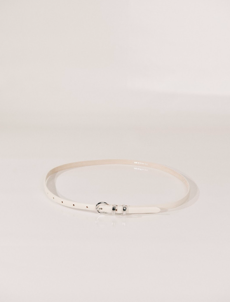 Thin Belt Belt | Ivory & Silver