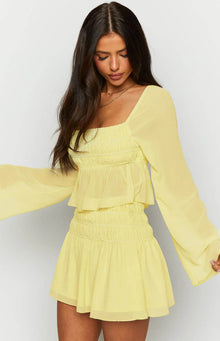 Sean Chiffon Long Sleeve Top | Yellow