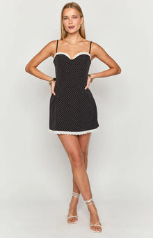 Seaton Mini Dress | Black Polka Dot