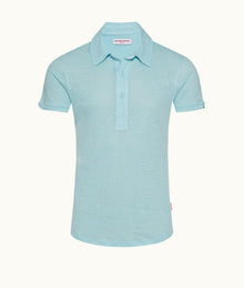 Sebastian Linen Tailored Fit Linen Polo Shirt | Pool
