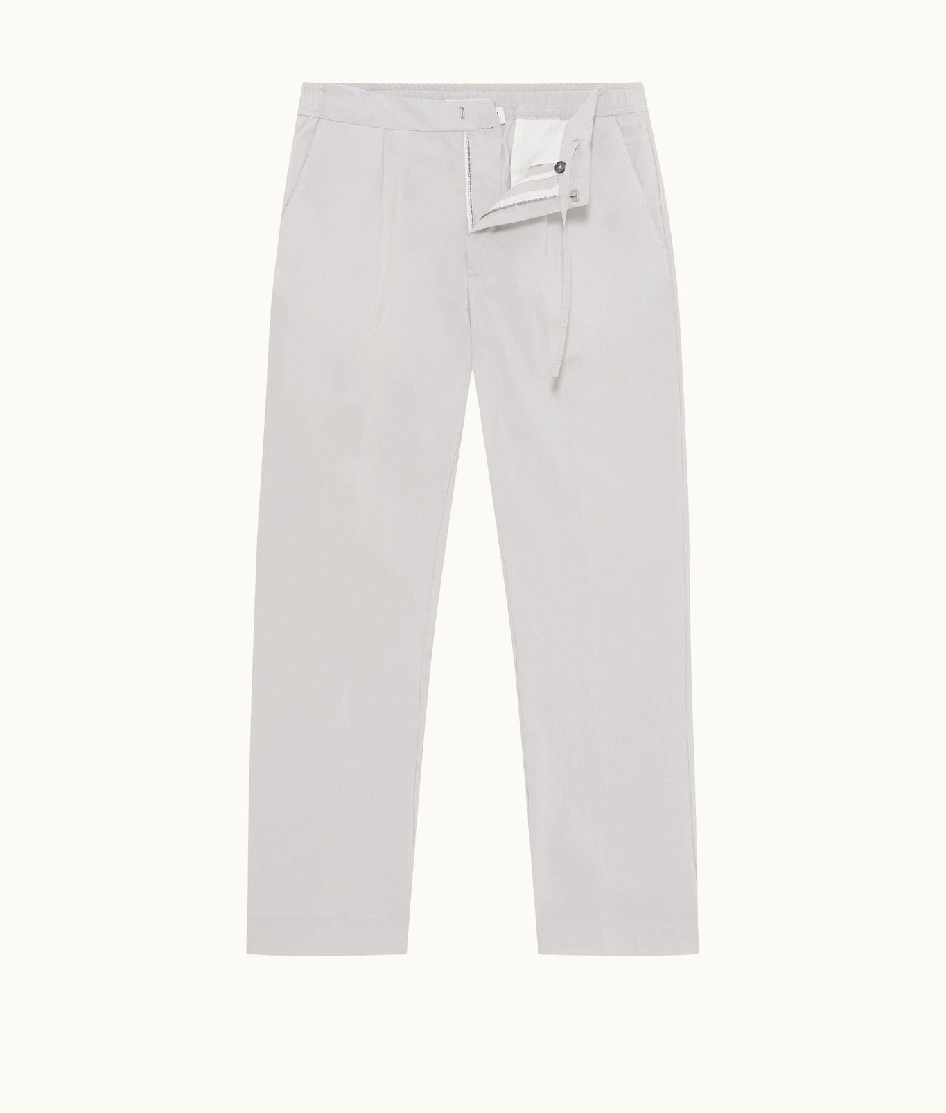 Sedgwick Poplin Tailored Fit Single Pleat Stretch-Cotton Trousers | Oyster Grey