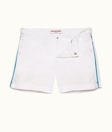 Setter Shorter-Length Tape Trim Swim Shorts | White